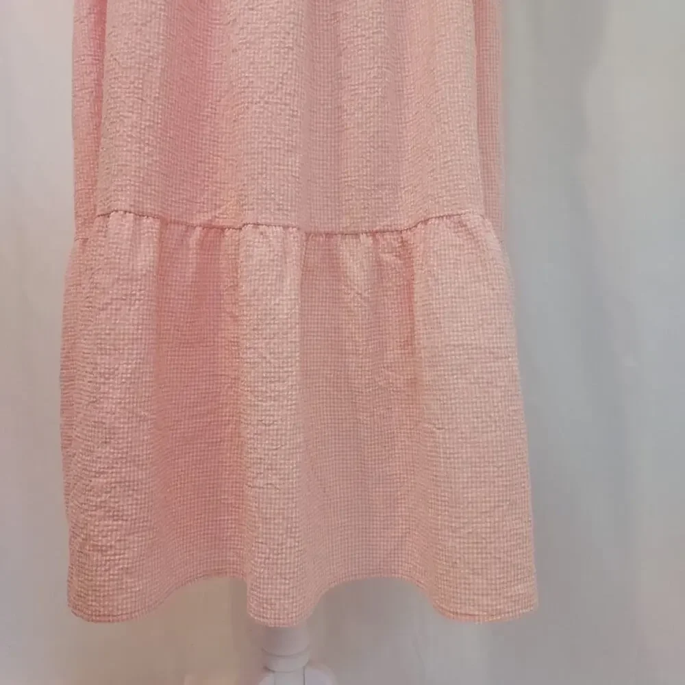 Beautiful Pink Gingham Midi Dress - Picture 3 of 9